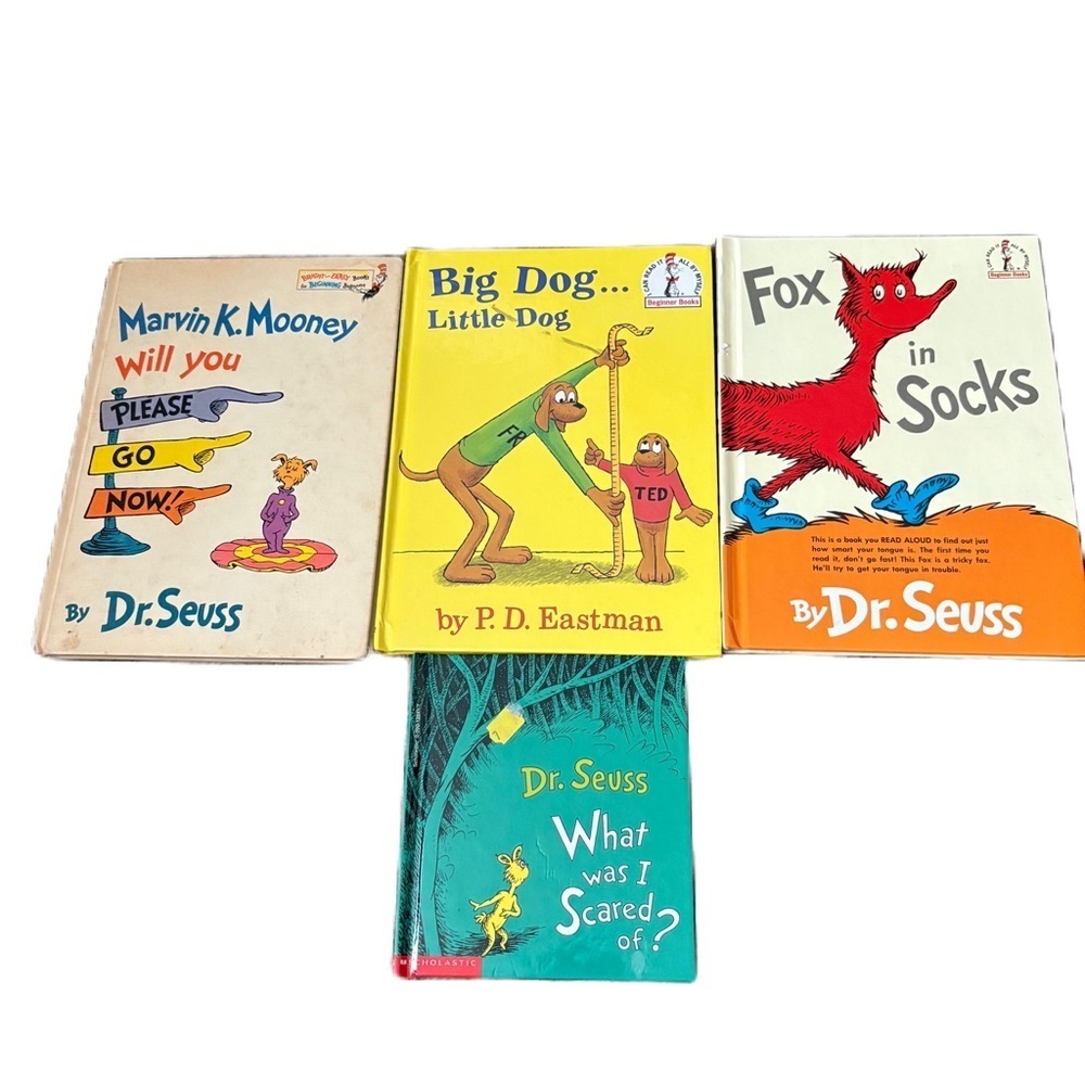 Dr. Seuss Book Bundle Lot Fox in Socks Big Dog Little Dog What Was I Scared Of